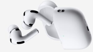 Auriculares inalámbricos blancos con estuche de carga